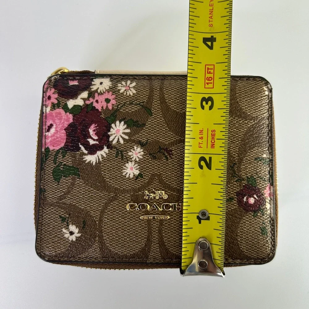 Coach Boxed Large Jewelry Box Brown Floral Signature Canvas Excellent